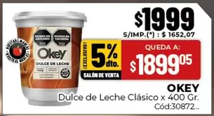 Okey - Dulce de Leche Clásico x 400 Gr. Cód:30872