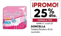 Doncella - Toallas Pocket x 8 Un. Cod.59490