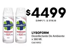 Lysoform - Desinfectante De Ambiente x 380 Ml. Cód:16932
