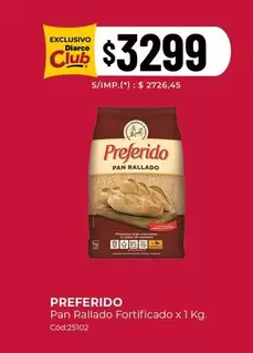 Preferido - Pan Rallado Fortificado x 1 Kg.