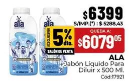 Ala - Jabón Líquido Para Diluir x 500 Ml.