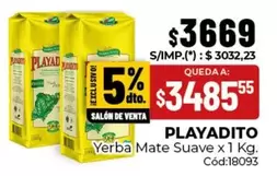 Playadito - Yerba Mate Suave x 1 Kg. Cód:18093