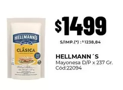 Hellmann's - Mayonesa D/P x 237 Gr. Cód:22094