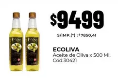 Ecoliva - Aceite de Oliva x 500 Ml. Cód:30421
