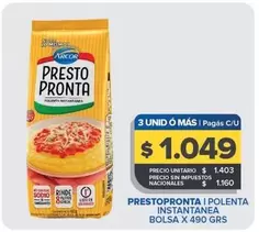 Arcor - Prestoprnta I Polenta Instantanea Bolsa