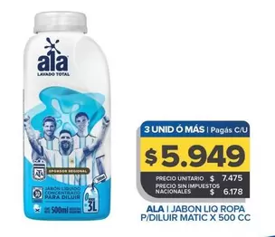 Ala - Jabon Liquido Ropa P/ Diluir Matic