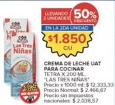 Las Tres Niñas - CREMA DE LECHE UAT PARA COCINAR