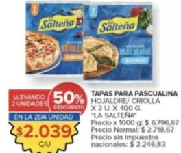 La Salteña - TAPAS PARA PASCUALINA HOJALDRE/ CRIOLLA
