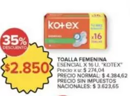 Kotex - TOALLA FEMENINA ESENCIAL