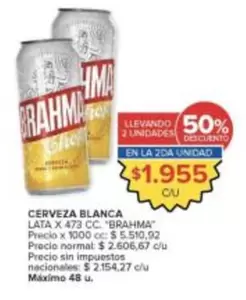 Brahma - CERVEZA BLANCA LATA X 473 CC