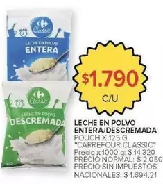 Carrefour - LECHE EN POLVO ENTERA/DESC...