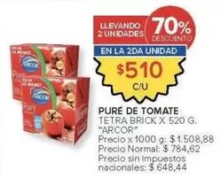Arcor - PUR DE TOMATE TETRA BRICK