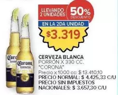 Corona - CERVEZA BLANCA PORR
ON X 330 CC.