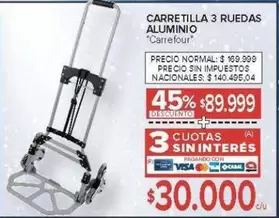 Carrefour - CARRETILLA 3 RUEDAS ALUMINIO
