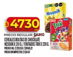 Nesquik - CEREALES BOLITAS DE CHOCOLATE / FRUTADOS