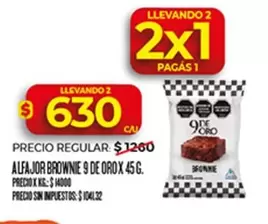 9 de oro - ALFAJOR BROWNIE 9 DE ORO X 45 G.