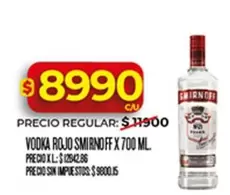 Smirnoff - VODKA ROJO SMIRNOFF X 700 ML