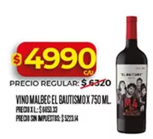 el bautismo - VINO MALBEC EL BAUTISMO