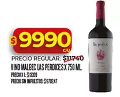Malbec - VINO MALBEC LAS PERDICES X 750 ML