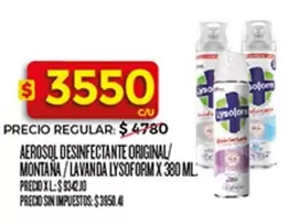 Lysoform - Aerosol Desinfectante Original/Montana/Lavanda x 380 ml