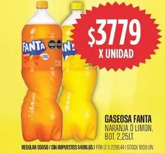 Fanta - Gaseosa Naranja o Limon