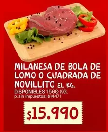 MILANESA DE BOLA DE LOMO O CUADRADA DE NOVILLITO