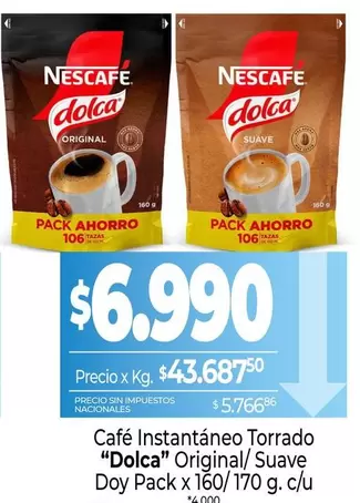 Nescafé - Café Instantáneo Torrado "Dolca" Original/ Suave