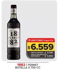 1882 - FERNET BOTELLA X 750 CC