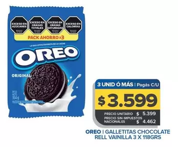 Oreo - GALLETITAS CHOCOLATE RELL VAINILLA