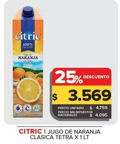 Citric - JUGO DE NARANJA CLASICA TETRA