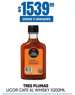 Tres Plumas - LICOR CAFE AL WHISKY X200ML