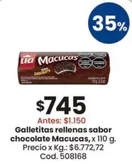 Lia - Galletitas rellenas sabor chocolate Macucas