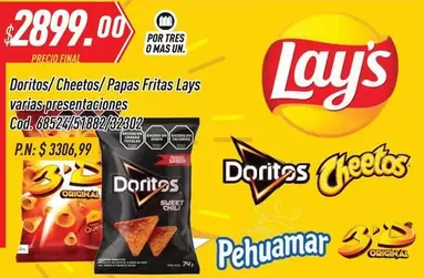Mas - Doritos / Cheetos / Papas Fritas Lays, varias presentaciones, Cod. 6852475/1882/32302