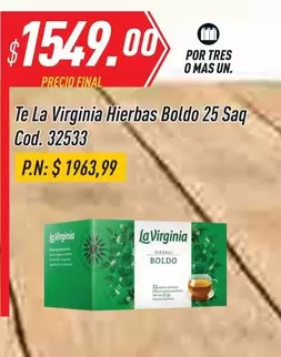 La Virginia - Te Hierbas Boldo 25 Saq Cod. 32533
