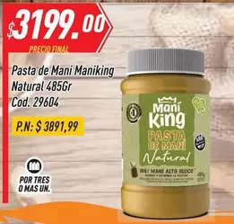 King - Pasta de Mani Natural Cod. 29604