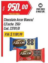 Arcor - Chocolate  Blanco/C/Leche 25Gr Cod. 23781/0