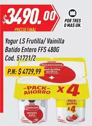 Mas - Yogur LS Frutilla/Vainilla Batido Entero FFS 480G Cod. 51721/2