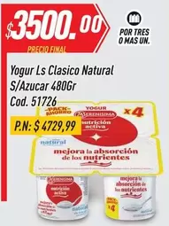 Mas - Yogur Ls Clasico Natural S/Azucar 480Gr Cod. 51726