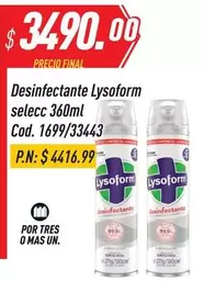 Lysoform - Desinfectante selecc 360ml Cod. 1699/33443