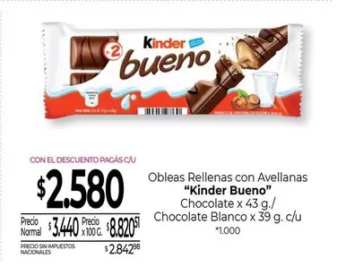 Kinder - Obleas Rellenas con Avellanas