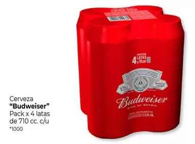Budweiser - Pack x 4 latas de 710 cc. c/u