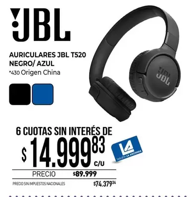 JBL - AURICULARES T520 NEGRO/ AZUL