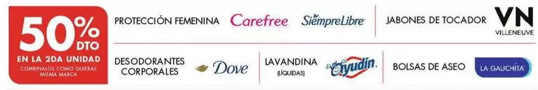 Carefree - Protección femenina, jabones de tocador, desodorantes corporales, lavandina, bolsas de aseo