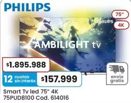 Philips - Smart Tv led 75" 4K 75PUD8100