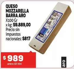 Aro - QUESO MOZZARELLA BARRA ARO X100 Gr