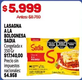 Sadia - LASAGNA A LA BOLOGNESA