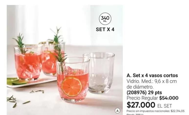 X$ - Set x 4 vasos cortos