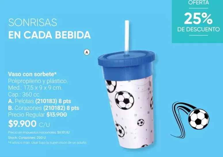 Sonrisas - Vaso con sorbete Polipropileno y plastico