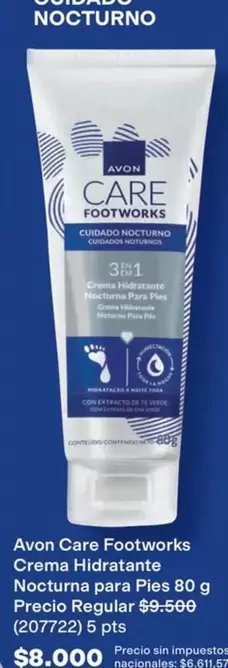 Avon - Care Footworks Crema Hidratante Nocturna para Pies 80 g (207722)