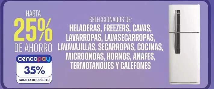 Heladeras, Freezers, Cavas, Lavarropas, Lavasecarropas, Lavavajillas, Secarropas, Cocinas, Microondas, Hornos, Anafes, Termotanques y Calefones
